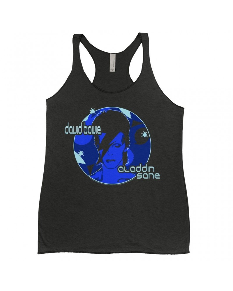 David Bowie Ladies' Tank Top | Blue Aladdin Sane Design Shirt $13.03 Shirts