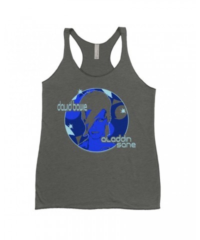 David Bowie Ladies' Tank Top | Blue Aladdin Sane Design Shirt $13.03 Shirts
