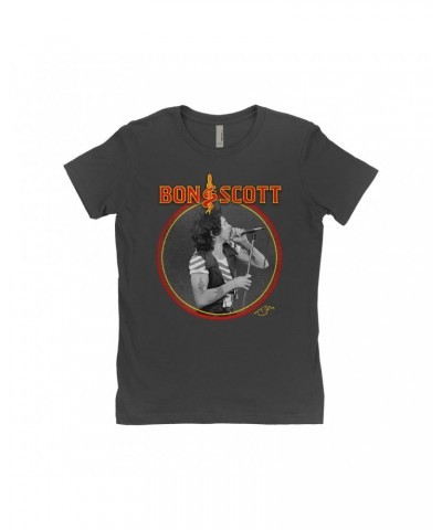 Bon Scott Ladies' Boyfriend T-Shirt | Snake & Dagger Logo Circular Image Shirt $7.73 Shirts