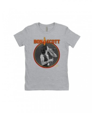 Bon Scott Ladies' Boyfriend T-Shirt | Snake & Dagger Logo Circular Image Shirt $7.73 Shirts