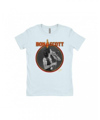 Bon Scott Ladies' Boyfriend T-Shirt | Snake & Dagger Logo Circular Image Shirt $7.73 Shirts