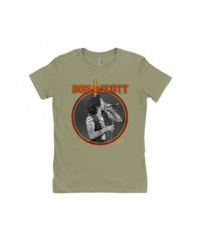 Bon Scott Ladies' Boyfriend T-Shirt | Snake & Dagger Logo Circular Image Shirt $7.73 Shirts