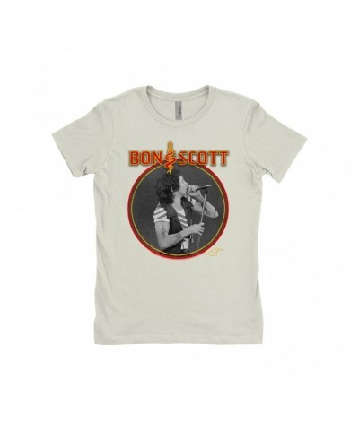 Bon Scott Ladies' Boyfriend T-Shirt | Snake & Dagger Logo Circular Image Shirt $7.73 Shirts