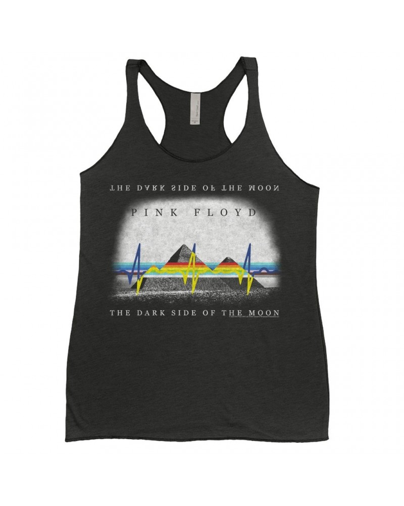 Pink Floyd Ladies' Tank Top | Dark Side Of The Moon Pyramid Reflection Distressed Shirt $9.26 Shirts