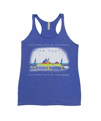 Pink Floyd Ladies' Tank Top | Dark Side Of The Moon Pyramid Reflection Distressed Shirt $9.26 Shirts