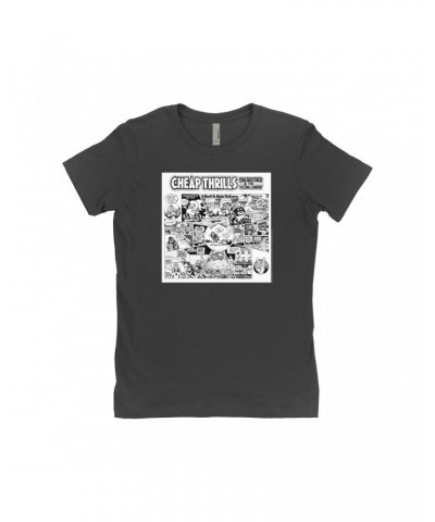 Big Brother & The Holding Company Ladies' Boyfriend T-Shirt | Black and White Cheap Thrills Shirt $11.23 Shirts
