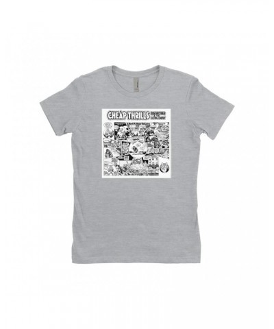 Big Brother & The Holding Company Ladies' Boyfriend T-Shirt | Black and White Cheap Thrills Shirt $11.23 Shirts