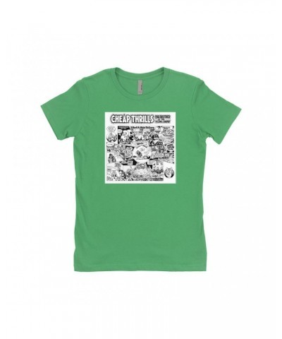 Big Brother & The Holding Company Ladies' Boyfriend T-Shirt | Black and White Cheap Thrills Shirt $11.23 Shirts