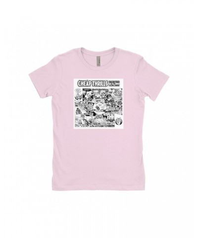 Big Brother & The Holding Company Ladies' Boyfriend T-Shirt | Black and White Cheap Thrills Shirt $11.23 Shirts