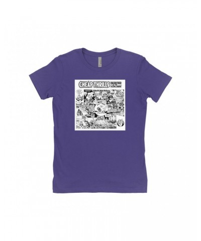 Big Brother & The Holding Company Ladies' Boyfriend T-Shirt | Black and White Cheap Thrills Shirt $11.23 Shirts
