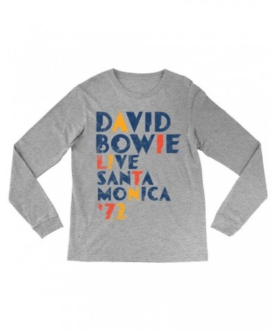 David Bowie Long Sleeve Shirt | LIVE In Santa Monica 1972 Distressed Shirt $13.18 Shirts