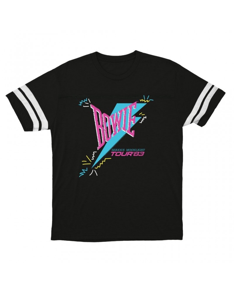 David Bowie T-Shirt | Serious Moonlight Party Image Football Shirt $15.82 Shirts
